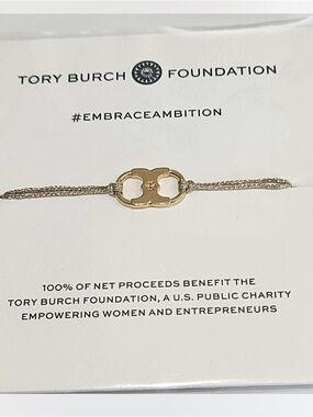 Tory Burch Gold Logo Mesh Bracelet